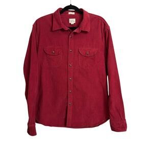 J. Crew Workshirt Mens Large Red Garment-Dyed Corduroy Long Sleeve Shirt